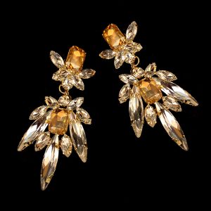 Inka Earrings - Crystal and Gold 2